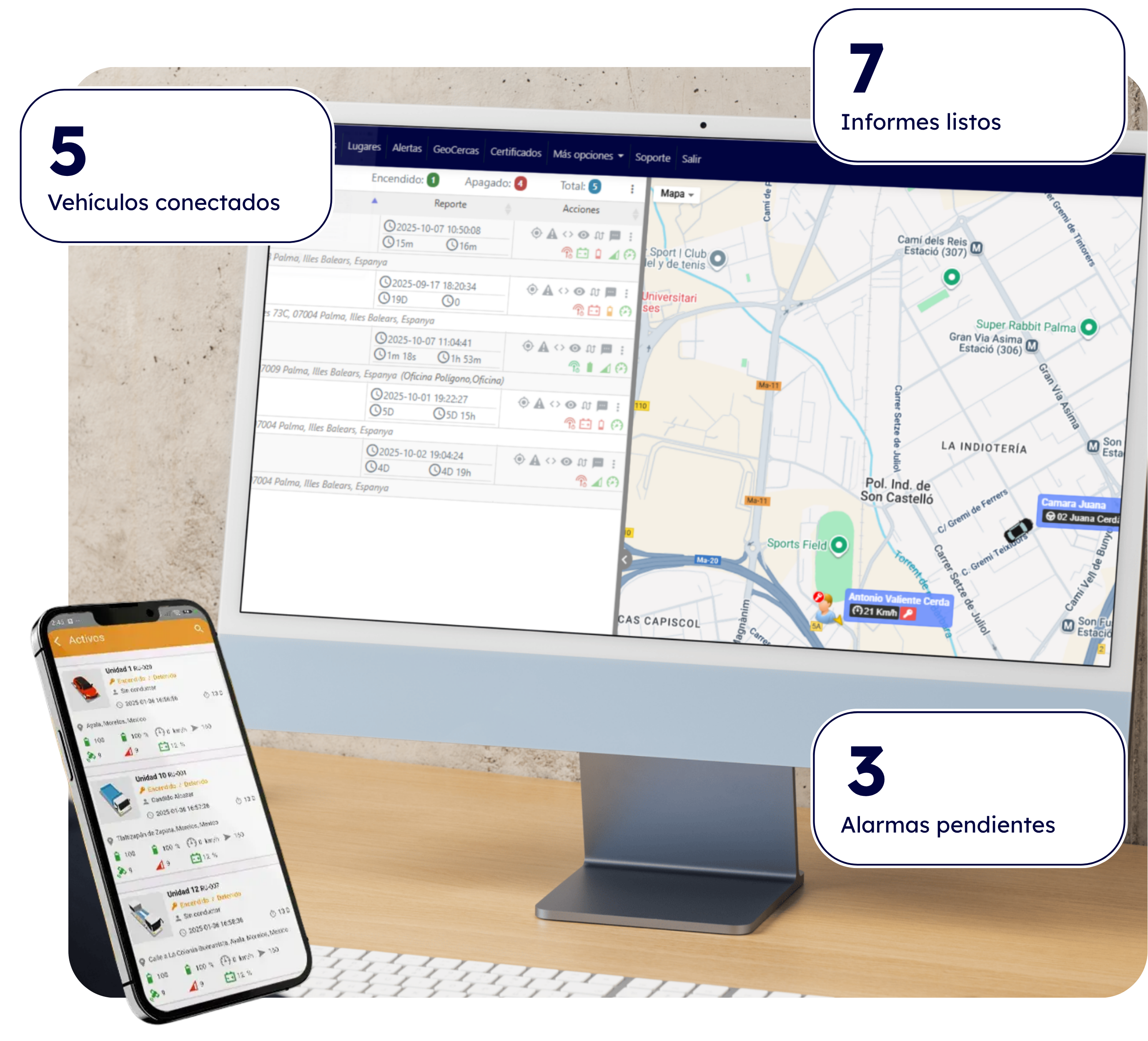 Servicio de geolocalización GPS para flotas de empresa con informes y alertas